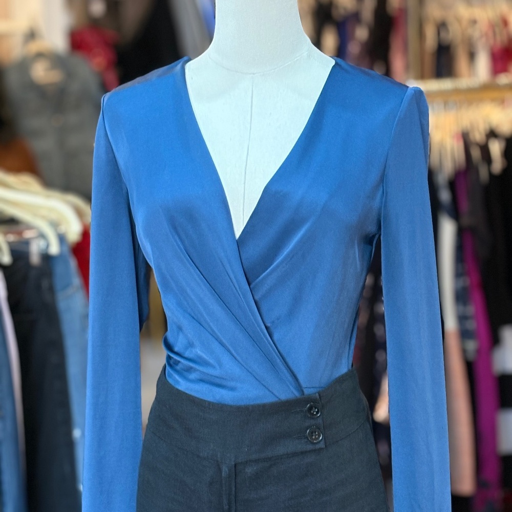 Diane Von Furstenberg teal bodysuit